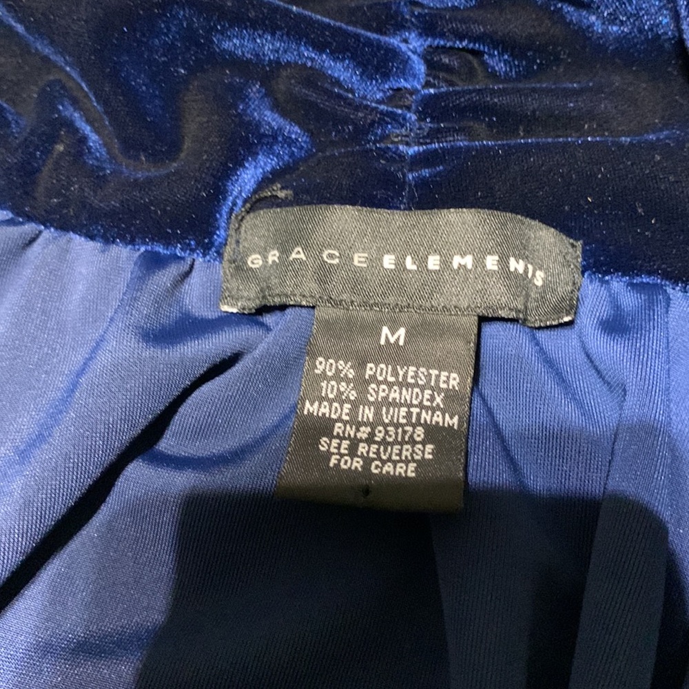 Grace Elements Blue Storm Masquerade Velvet Open Front Jacket Size M - Picture 10 of 11